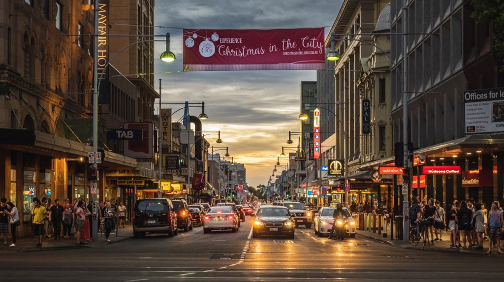 Rue passante de la ville d'adélaide en australie du sud