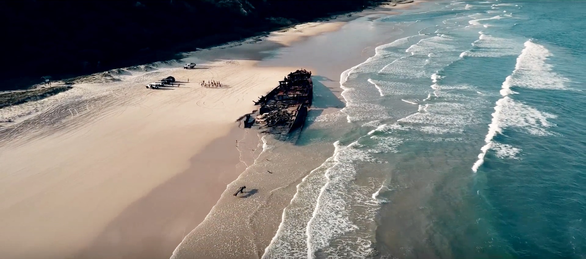 Vue aérienne de l'épave de Fraser Island en Australie