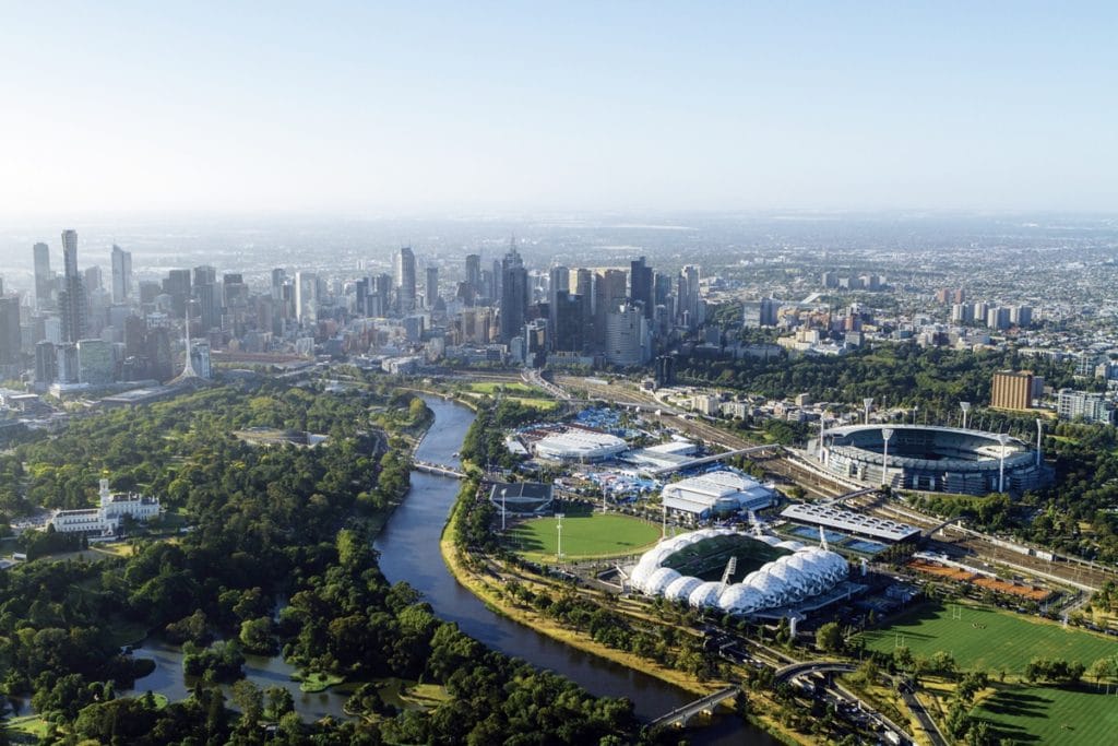 Vue du ciel sur Richmond, quartier de Melbourne en Australie