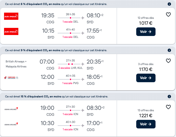 Vols pas chers aller/retour pour Sydney depuis Paris en Février 2025